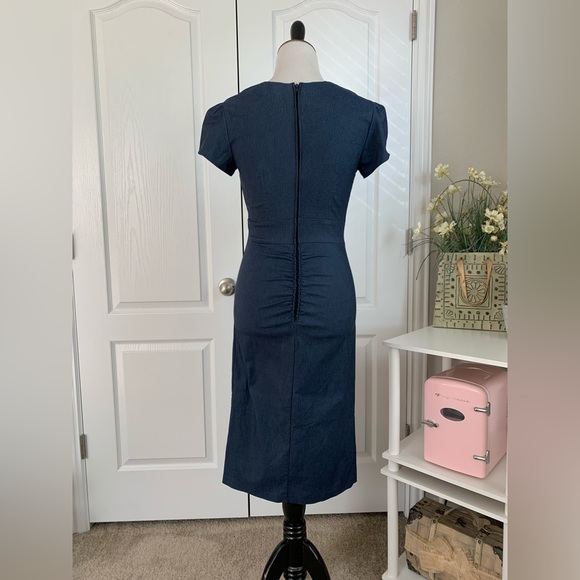 Like new! Stop Staring Denim Dress - Pin Up Style Sheath MIDI Dress - Picture 12 of 14